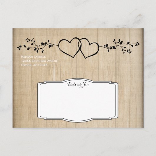 二重素朴ハート日付はがきを保存する 案内ポストカード (裏面)