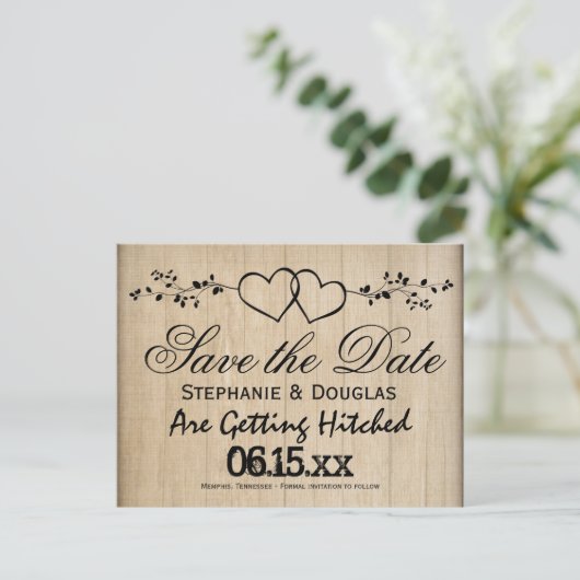 二重素朴ハート日付はがきを保存する 案内ポストカード (スタンド正面)