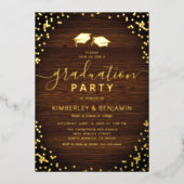 二重素朴共同写真卒業 箔招待状 (正面)