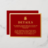 二重結婚中国の幸福ハート詳細 箔シーズンポストカード (正面/裏面)