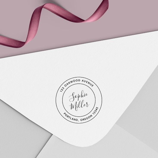 二重縁どモダン書道差出人住所 セルフインキングスタンプ