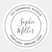 二重縁どモダン書道差出人住所 ラウンドシール (正面)