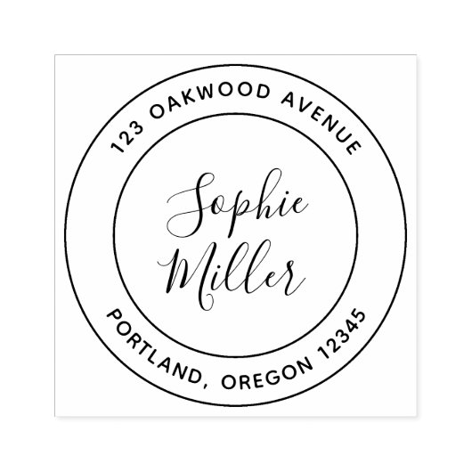 二重縁どモダン書道差出人住所 ラバースタンプ (インプリント)