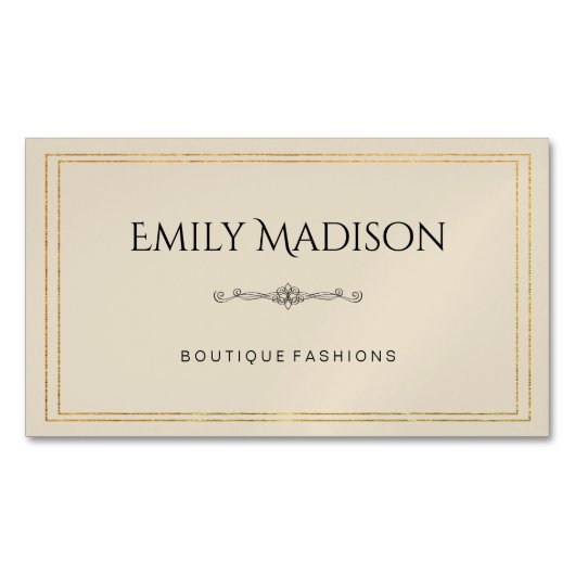 二重縁ど金ゴールド/要エレガント素/変動 マグネット名刺 (正面)