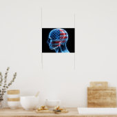 二重被ばく人間スカルと米国国旗のポスター ポスター (キッチン)