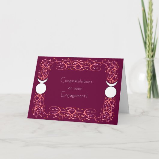 二重角状の神の陽気なウィッカ信者の婚約のおめでとう カード (正面)