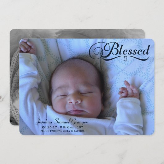 二重賛美写真少年の誕生の発表 案内状 (正面/裏面)