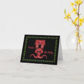 二重赤いドラゴンのバースデー・カード カード (黄色い花)