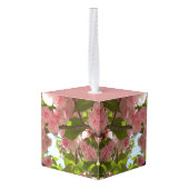 二重開花さくらんぼツリーIII春フローラ キューブオーナメント (裏面アングル)