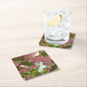 二重開花さくらんぼツリーIII春フローラ スクエアペーパーコースター (インサイチュ)