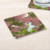 二重開花さくらんぼツリーIII春フローラ スクエアペーパーコースター (アングル)