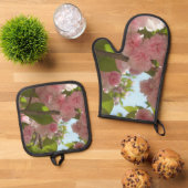 二重開花さくらんぼツリーIII 鍋つかみ&鍋敷きセット (トップダウン)