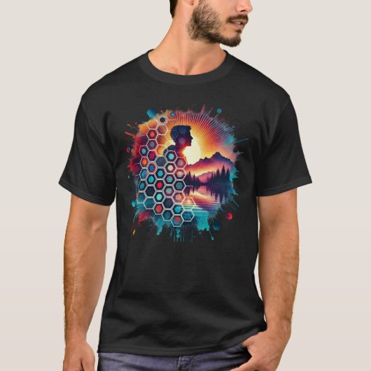 二重露光アートとシルエット Tシャツ (正面)