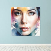 二重露出の女性アート キャンバスプリント (インサイチュ (ウッドフロア))