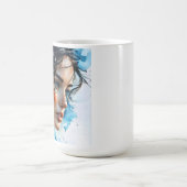 二重露出の女性アート コーヒーマグカップ (中央)