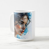 二重露出の女性アート コーヒーマグカップ (正面左)