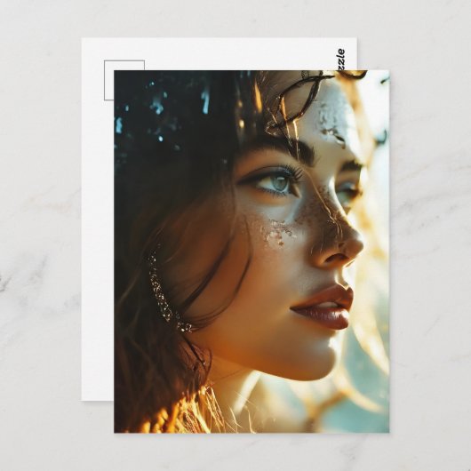 二重露出の女性アート ポストカード (正面/裏面)
