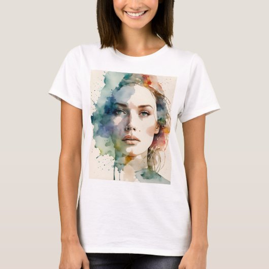 二重露出の女性アート Tシャツ (正面)
