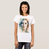 二重露出の女性アート Tシャツ (正面フル)