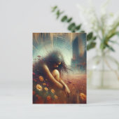 二重露出の花の放棄された市女性 ポストカード (スタンド正面)