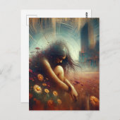 二重露出の花の放棄された市女性 ポストカード (正面/裏面)