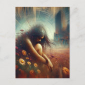二重露出の花の放棄された市女性 ポストカード (正面)