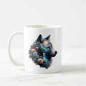 二重露出オオカミと自然風景 コーヒーマグカップ (左)