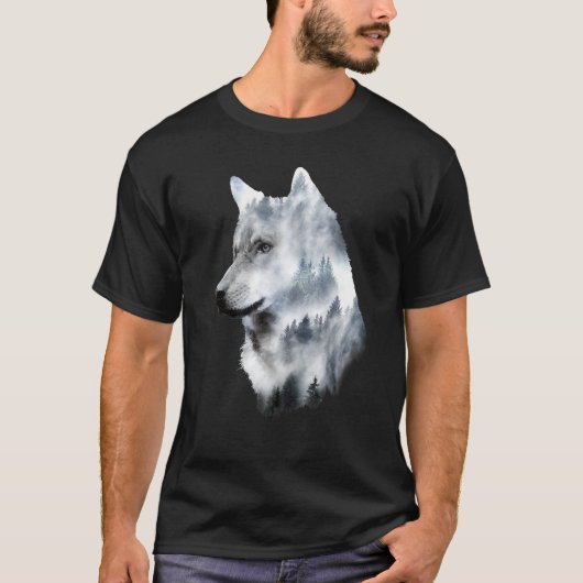 二重露出オオカミの恋人のギフトアートアニマ Tシャツ (正面)