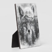 二重露出キツネ及び山 フォトプラーク (側面)