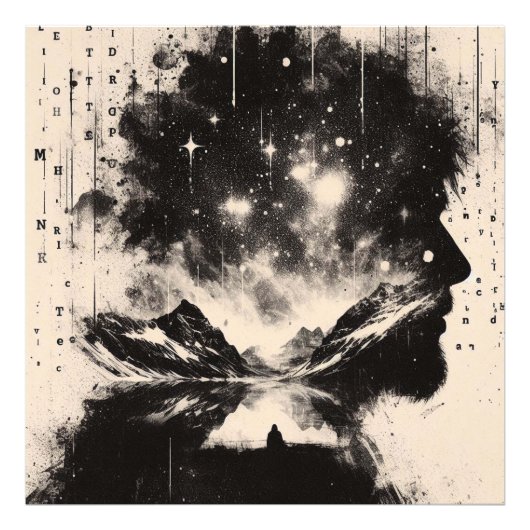 二重露出マンプロファイルシティスカイライン フォトプリント            (正面)