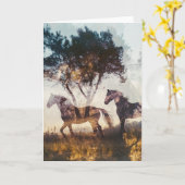 二重露出馬と木のすべての行事 カード (黄色い花)