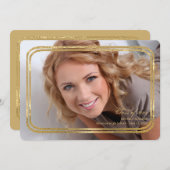 二重 細 ゴールドフレーム フォト 卒業 インビテーション (正面/裏面)