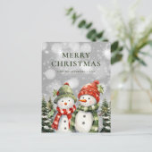 二雪だるまメリークリスマス シーズンポストカード (スタンド正面)