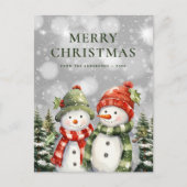 二雪だるまメリークリスマス シーズンポストカード (正面)