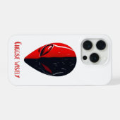 二面性マスク - 赤と黒のミニマリストフェイス iPhoneケース (裏面横)