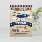 二面飛行機誕生日招待状ヴィンテージ飛行機 招待状 (スタンド正面)