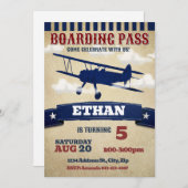 二面飛行機誕生日招待状ヴィンテージ飛行機 招待状 (正面/裏面)