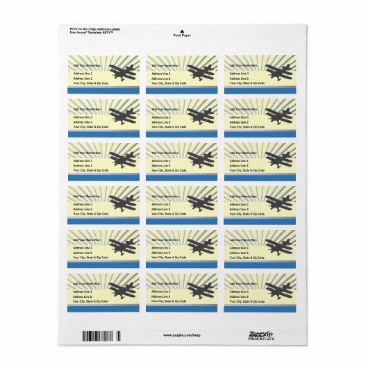 二面飛行機 ラベル (フルシート)