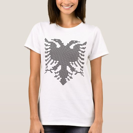 二頭のアルバニア鷲のドット シルエット Tシャツ (正面)