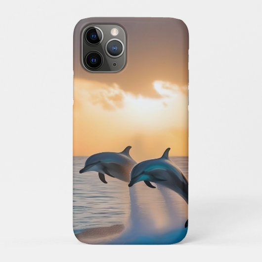 二頭のイルカが日没を見て飛び跳ねた。 Case-Mate iPhoneケース (裏)
