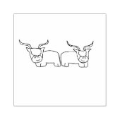 二頭のハイランド牛 ラバースタンプ (インプリント)