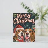 二頭のベーグルのメリークリスマス シーズンポストカード (スタンド正面)