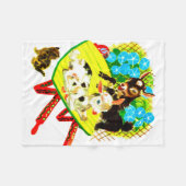 二頭のヤギ一匹 フリースブランケット (正面(横))