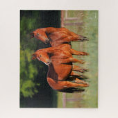 二頭のワルムブロドの馬が野原に立っている ジグソーパズル (縦)