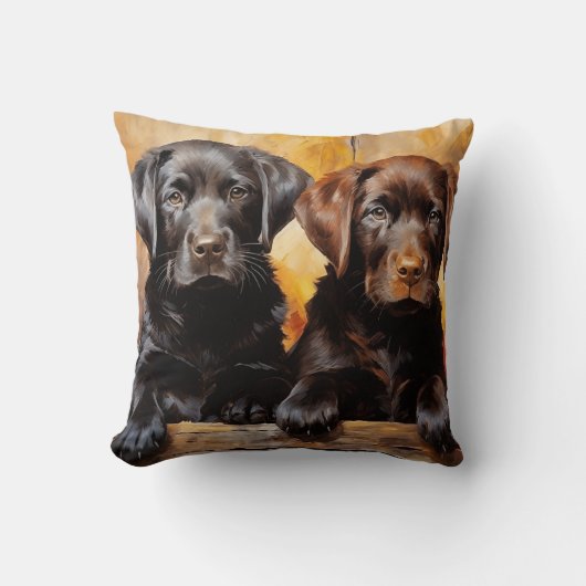 二頭の子犬 クッション (正面)