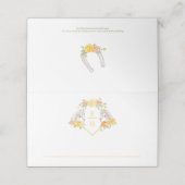 二頭の灰色の馬が黄色の白い結婚文字 プレイスカード (外部開封)