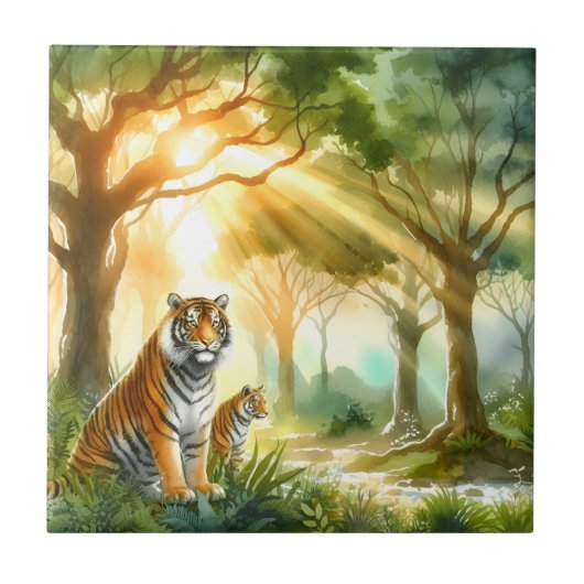 二頭の虎 タイル (正面)