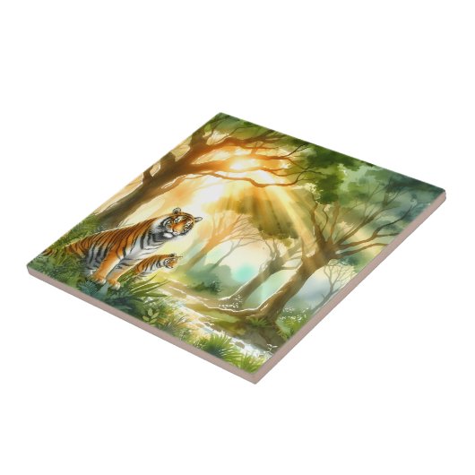 二頭の虎 タイル (側面)