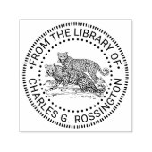 二頭の豹が立つ 図書館の本の名前 セルフインキングスタンプ (デザイン)