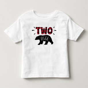 二頭の野生の木の国クマのプライドのフランネルTシャツ トドラーTシャツ